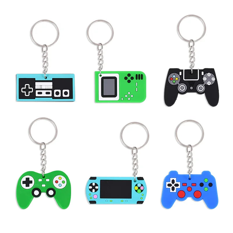 6/12/24Pcs Video Game Machine PVC Keychains Kids Birthday Party Favors Gift for Guest Goodie Pinata Fillers Backpack Pendant Toy
