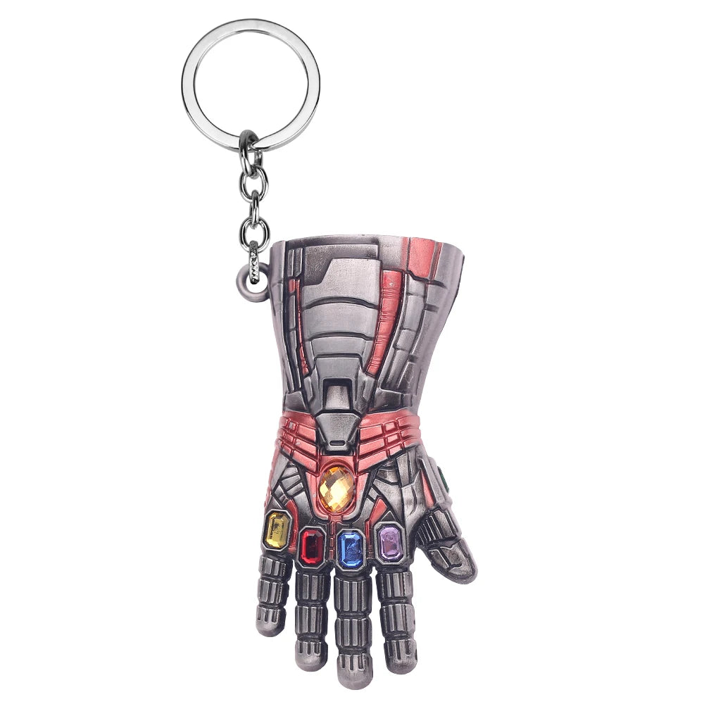 Marvel Superhero Keychain Avengers Thanos Infinity Gauntlet Metal Pendant Keyring Car Backpack Key Holder Decoration Accessories