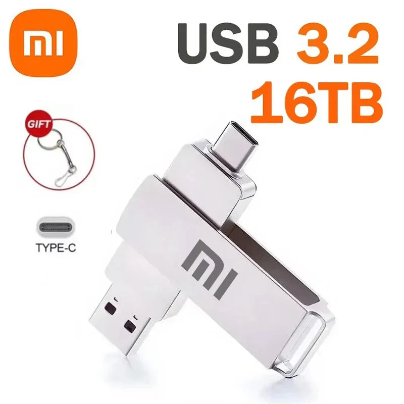 Xiaomi USB 3.2 16TB USB Flash Drive Memory Type-C 2-In-1 8TB 4TB OTG Pendrive 2TB High Speed Flash Disk 1TB For PC Laptop