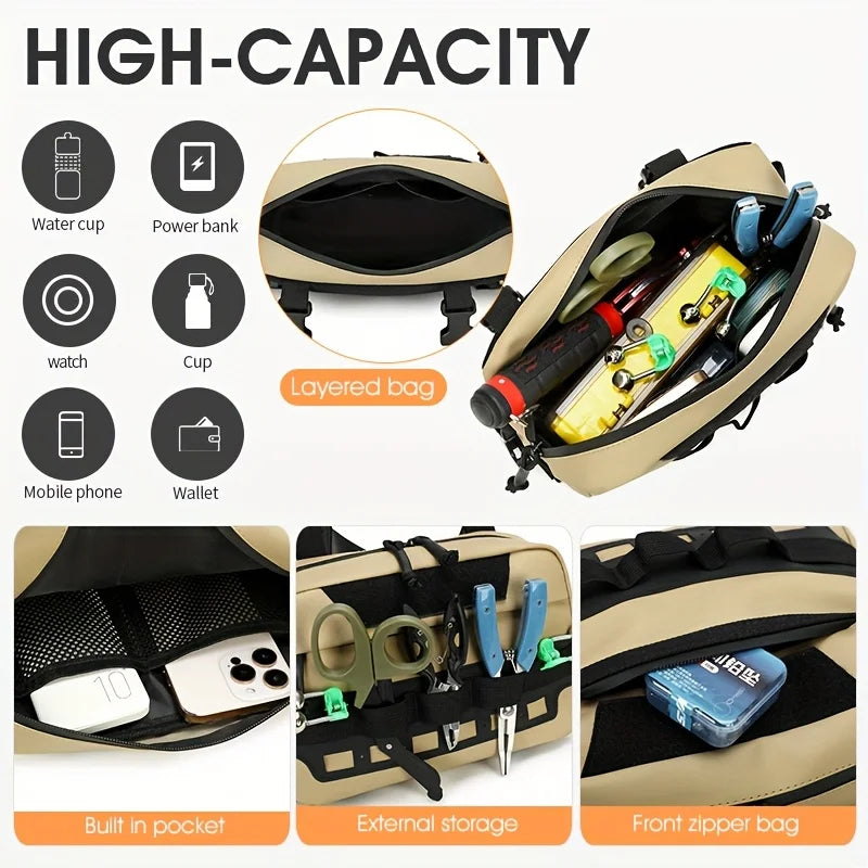 Tactical Vest Backpack - Large Capacity Multi-Functional Outdoor Bag   for Hunting Fishing Tactical Use Mixed Backpacking Gear