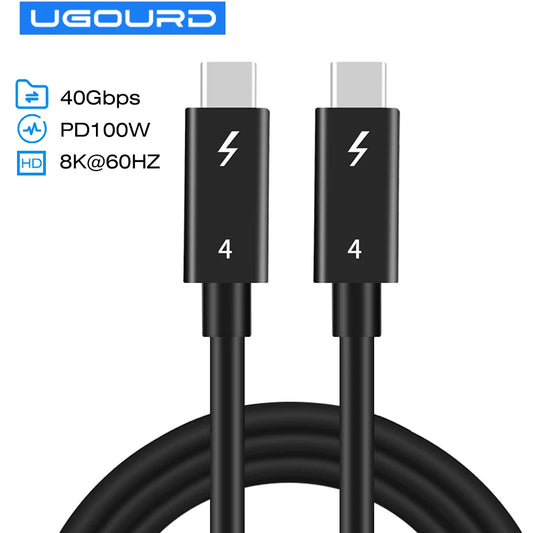 UGOURD 0.2m- 2m Thunderbolt 4 coaxial cable USB4 type c to type c 40Gbps PD 100W Fast charging Cable for egpu iPhone MacBook Air