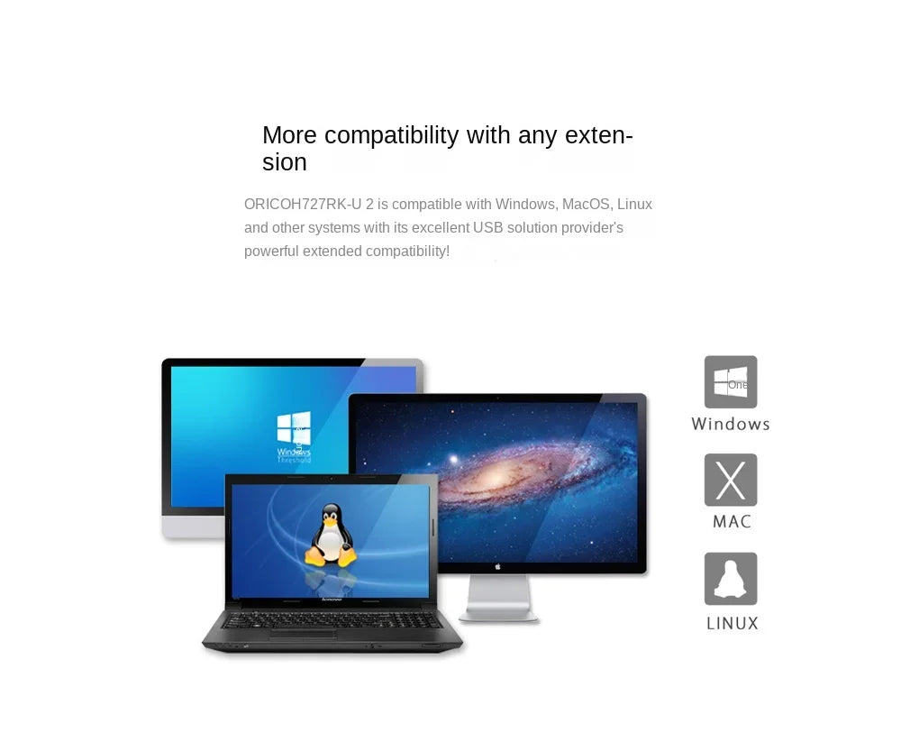 ORICO USB HUB 2.0 Splitter 7-port USB2.0 HUB Hub OTG Adaptador with External Power Supply Suitable for Desktop Laptop Computers