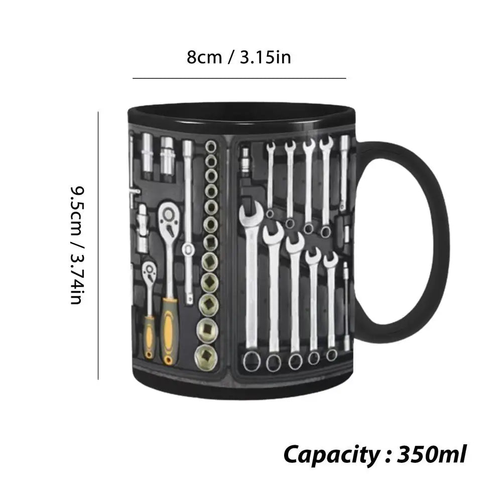 Mechanic Black Mug Black Ceramic Coffee Cup For Mechanics Large Toolbox Coffee Cup Tea Mug For Whiskey Beer Juice Soup Water