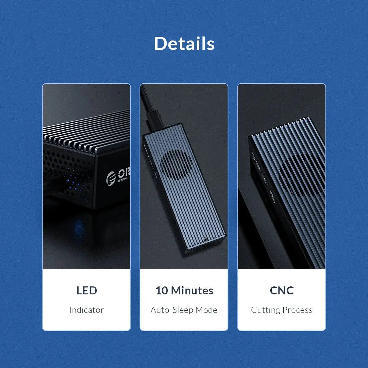 ORICO 20Gbps M.2 NVME SSD Case with Built-in Cooling Fan Type-C M2 NVME SSD Enclosure For M.2 NVME 2230 2242 2260 2280 SSD