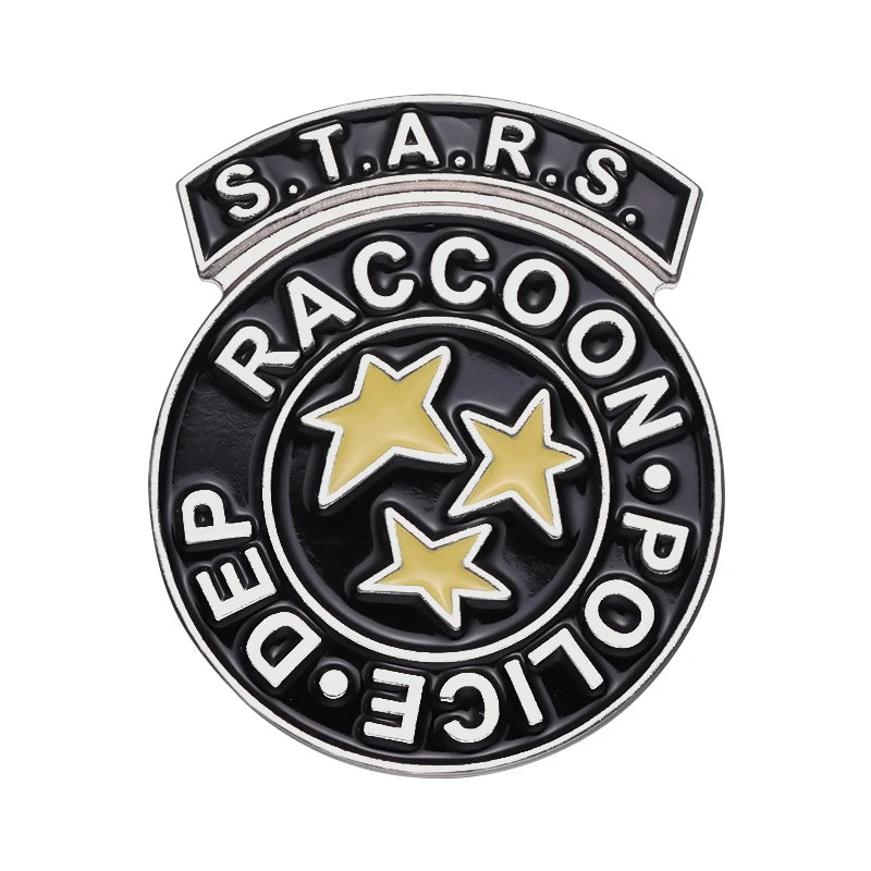 Stars Rescue Raccoon Police Department Enamel Pins Terrifying Game Movies Brooches Lapel Badges Jewelry Gift For Fans Friends