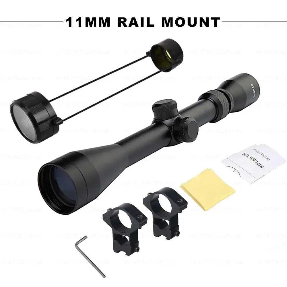3-9X40 Optics Sniper Gun Scope W/Rangefinder Tactical Hunting Zoom Riflescope Rifle Mil-Dot Scope for Weaver/Picatinny Rail