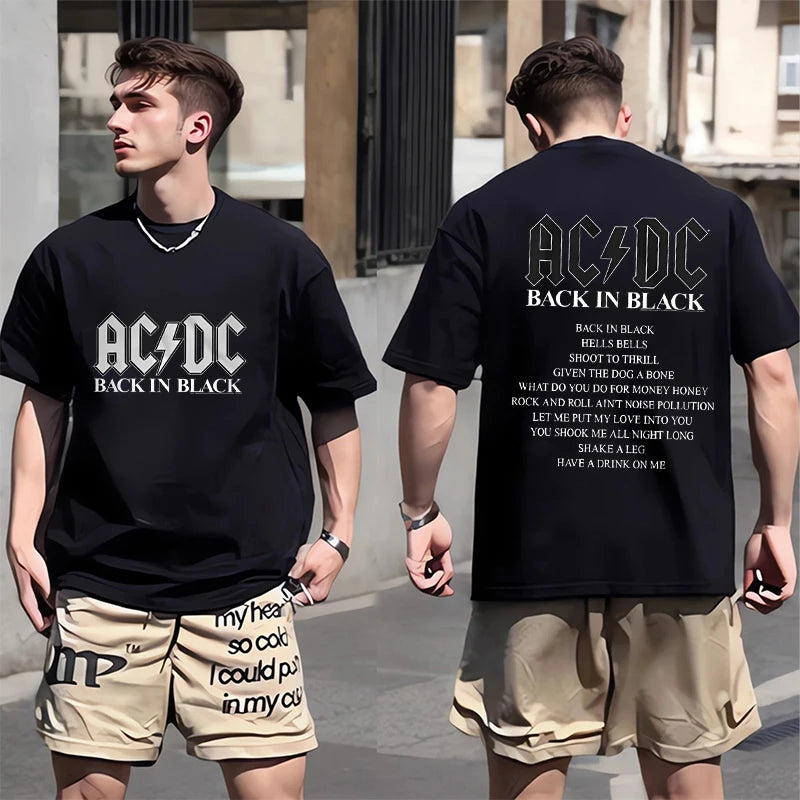 ACDC PWR UP TOUR 2024 Print Shirt Classic Patterned Shirt From 1979 Hip Hop Trend Tee Shors Sleeve Men's T-shirt 100% Cotton