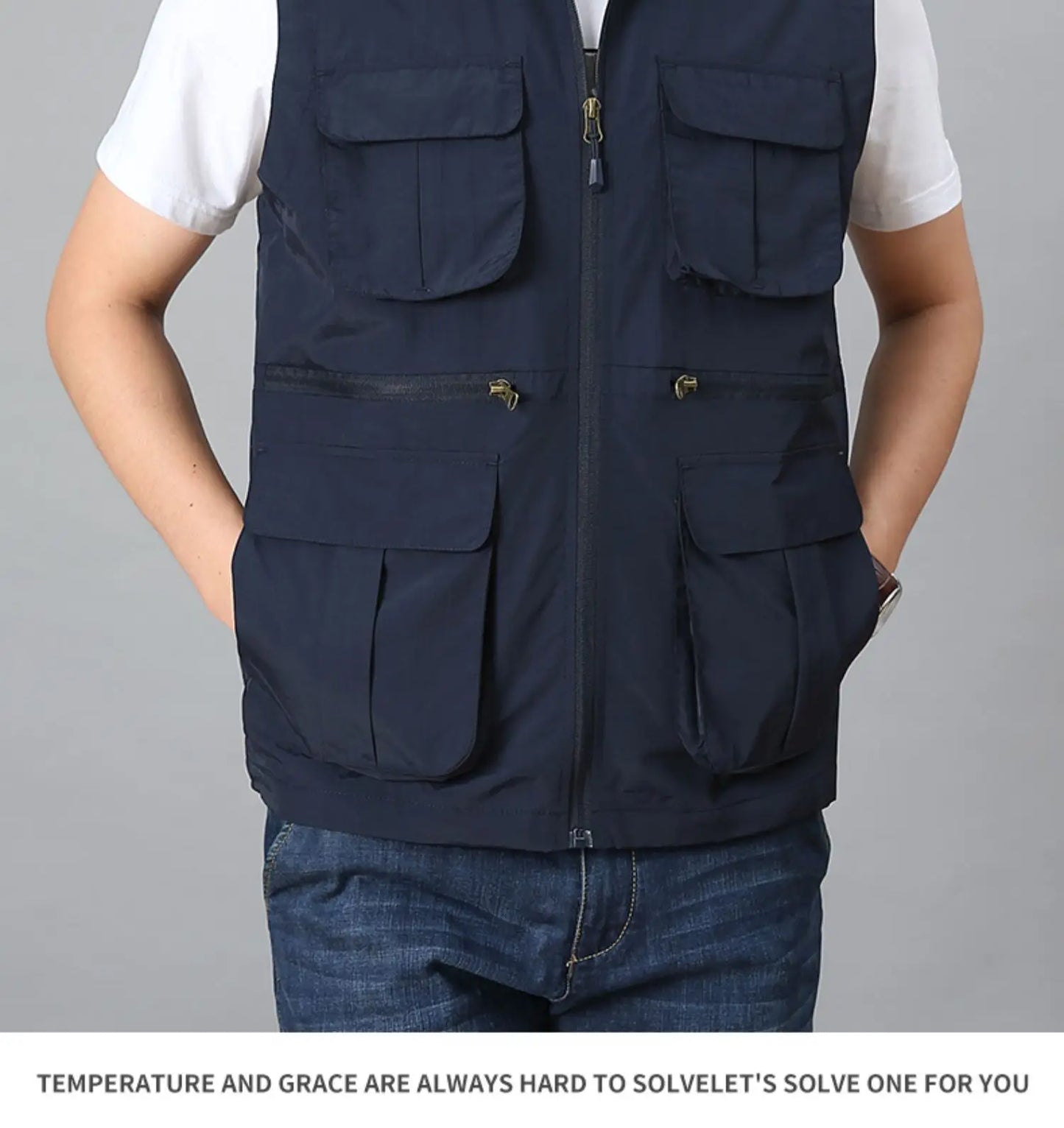 Tactical Vest For Men Golf Hunting Large Size Men's Camping Sleeveless Jacket Multi-pocket Work Padded Luxury MAN Clothing Denim