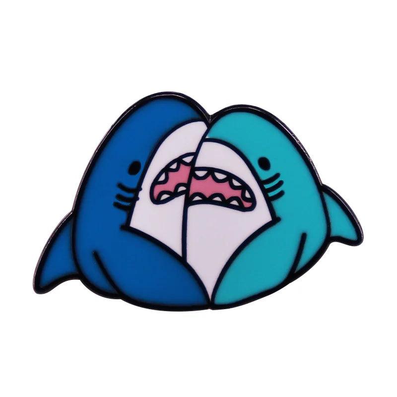 Keep a Positive Mindset pins Rainbow Shark Brooch Horror Movie-Inspired Badge Clothing Bags Jewelry Accessories Gifts for Friend