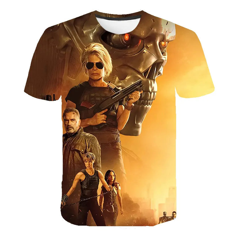 Movie Terminator T-Shirts Male 3D Print Men Women Fashion Short Sleeve O-Neck T Shirt Oversized Streetwear Kids Y2k Top Clothing
