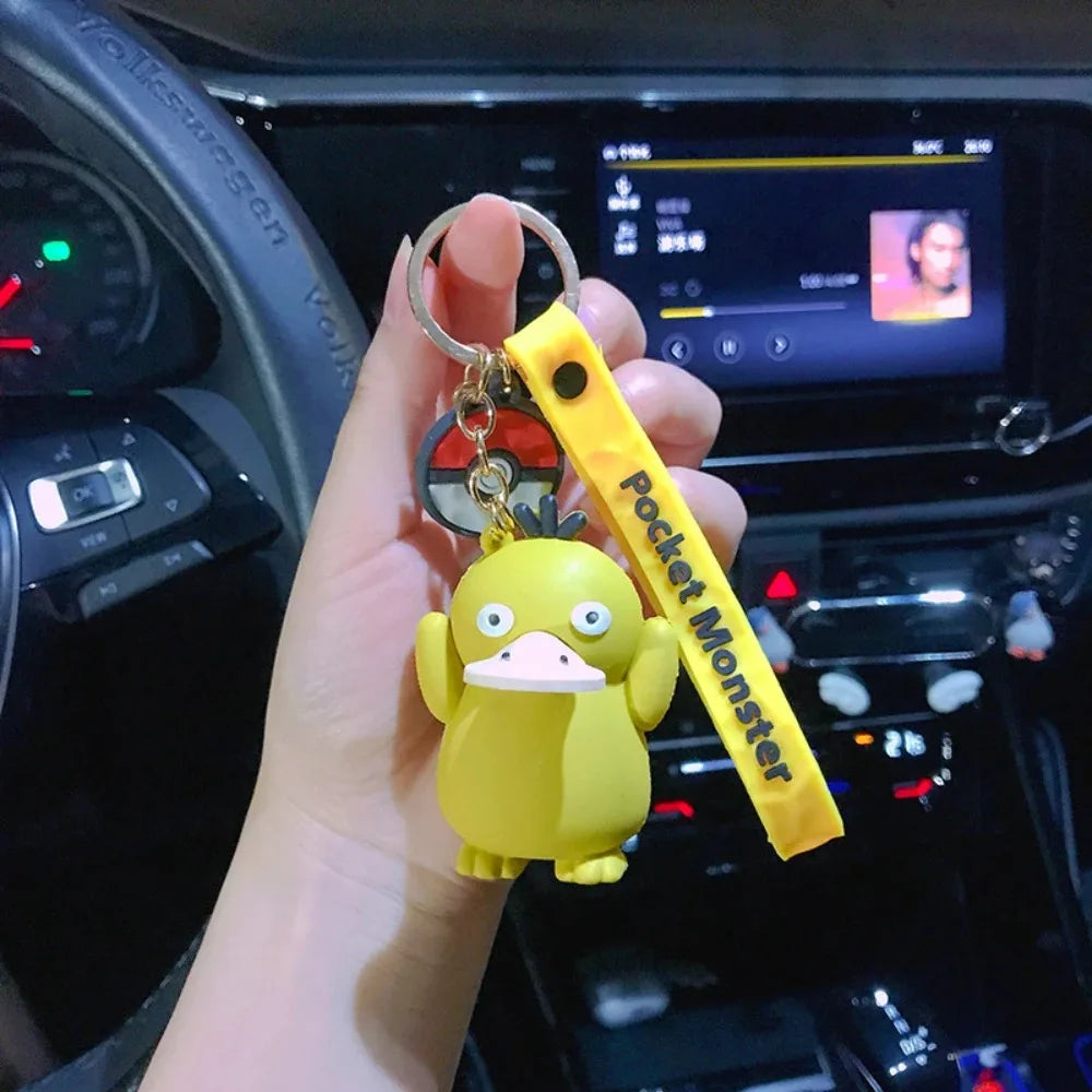 New Pokemon Pikachu Keychain Anime Cartoon Key--Chain Charmander Psyduck Fashion Keyring Pendant Accessories Toys--Kids Gifts
