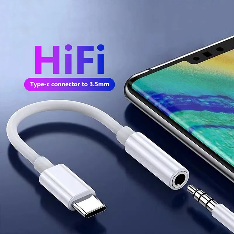 USB Type C to 3.5mm Aux Adapter Type-c 3.5mm Jack Audio Cable Connector Earphones Cable Audio Converter Headphones Accessories