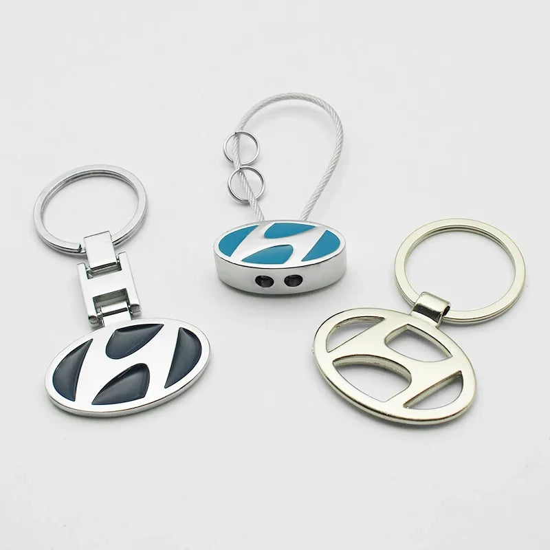 Metal/Leather Car Keychain Badge Emblem For Hyundai Elantra Kona i10 i20 i30 ix25 ix35 Tucson N Line Key Chain Rings Accessories