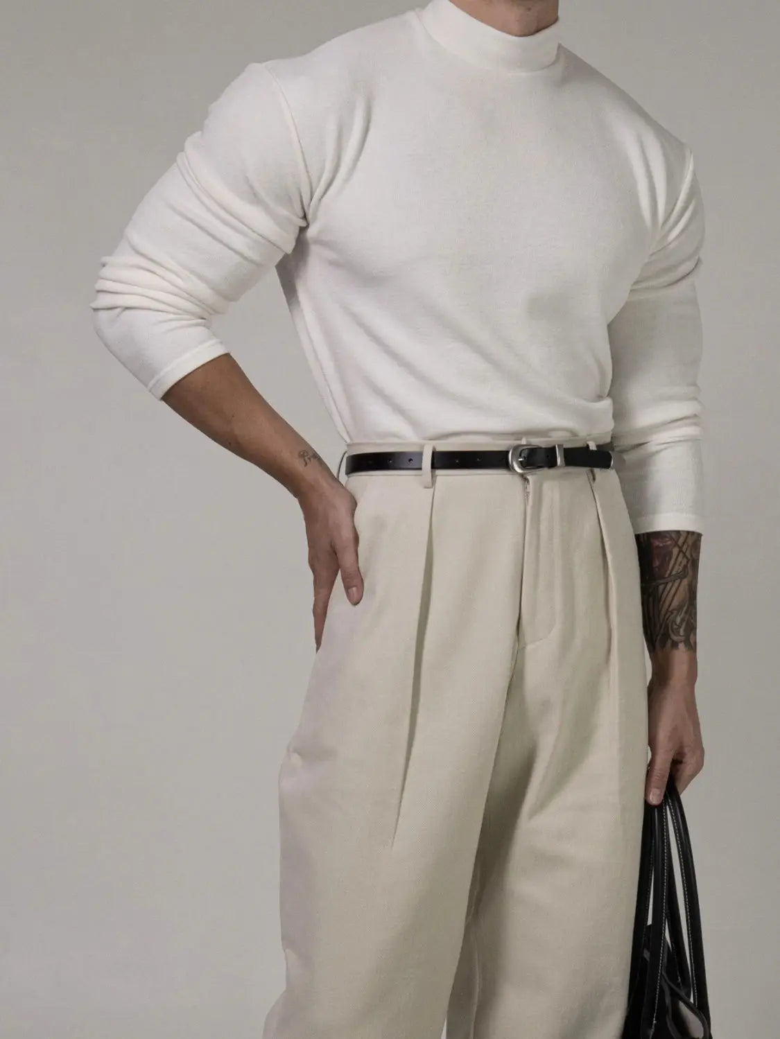 Fitness T-shirt Men's Clothes Spring Autumn Training Suit Threaded Turtleneck Slim Fit Sports Quick Dry Breathable Long Sleeves