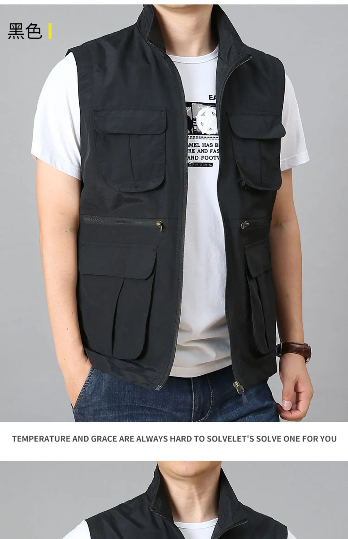 Tactical Vest For Men Golf Hunting Large Size Men's Camping Sleeveless Jacket Multi-pocket Work Padded Luxury MAN Clothing Denim