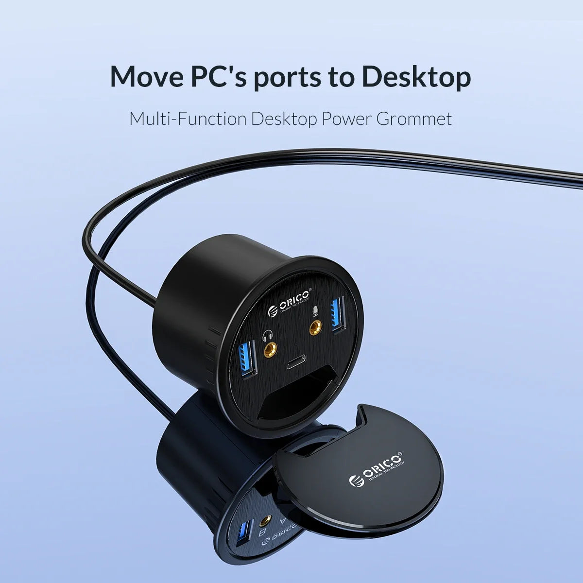 ORICO 5Gbps High-Speed USB HUB Splitter Multi Desk Grommet USB 3.0 Ports Desk Mount Adapter for PC Tablet Phone High Quality