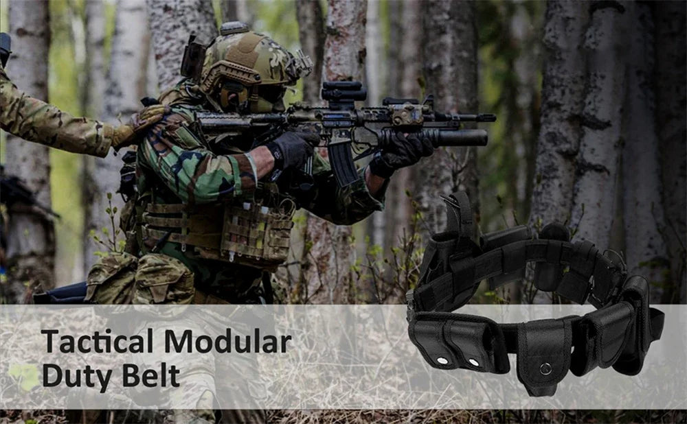 Police Tactical Belt Security Guard Belt, Versatile Military Modular Equipment System Molded Duty Belt Set for Law Enforcement