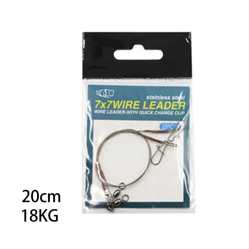 2Pcs/Pack Fishing Line Steel Wire Leader With Snap And Swivels Wire Leadcore Leash Saltwater Fresh Water Carp Fishing Gear