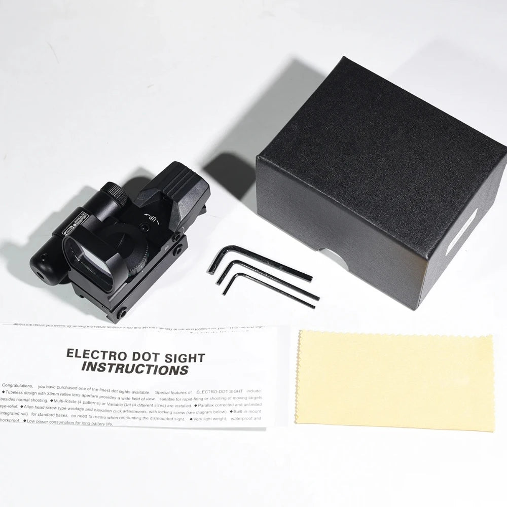 Tactical HD101 Red Dot Sight Series with Laser Combination Riflescope Optical Airsoft Adjustable Reflex 4 Reticle Scope Hunting