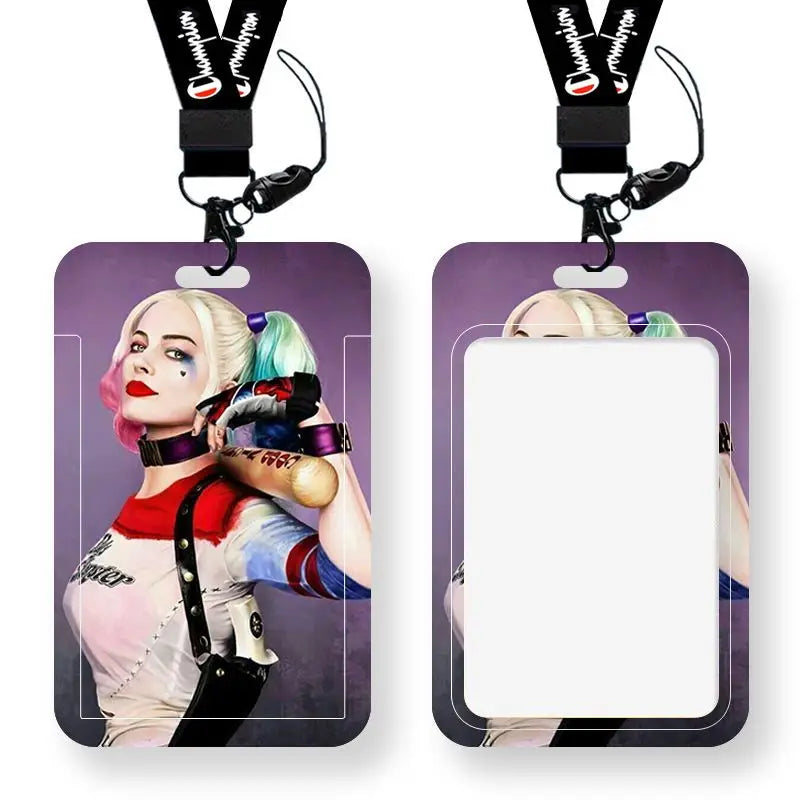 DC Joker Harley Quinn Anime Movie Periphery Student Campus Card Cover Creative Cartoon Lanyard Work Card Protective Cover Gifts