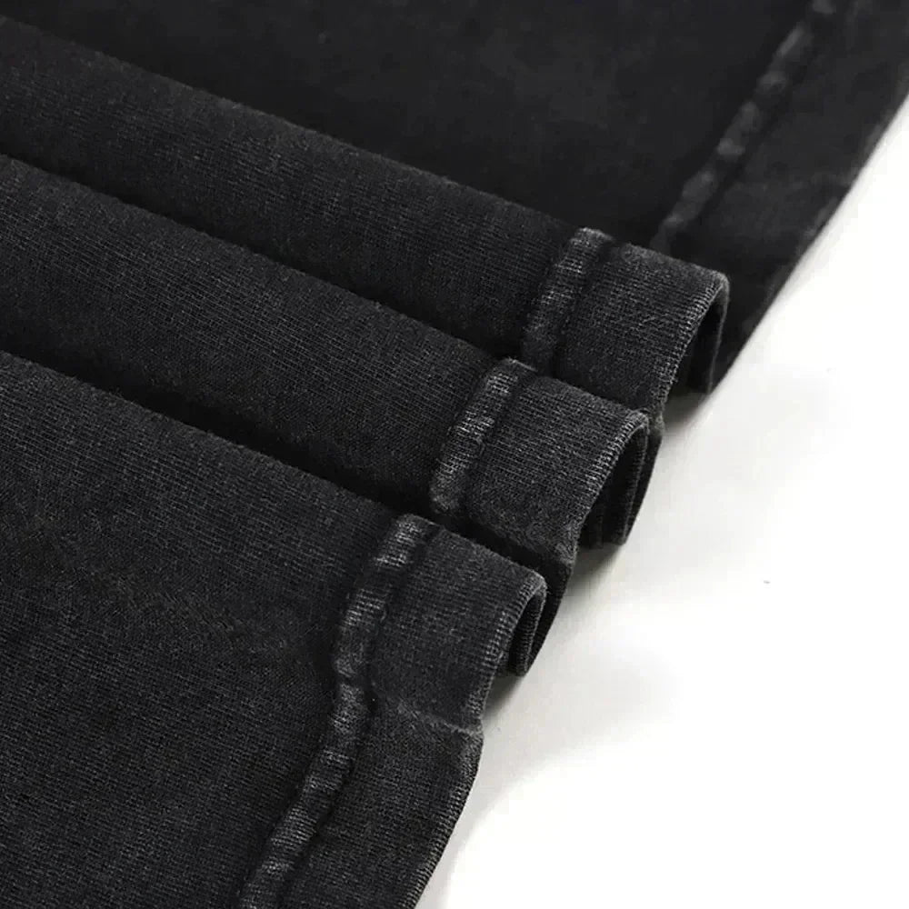 ACDC Band Printed T-shirt Washed Retro Old Short Sleeve Trendy Couple Comfortable Loose Casual Fashion New Men's Clothing 2025