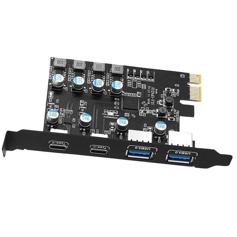 PCI Express Card  2Port USBA/ USBC 5Gbps USB3.2 Gen1 USB3.0 PCIE Card Expansion Add on Card Adapter for Windows/Linux
