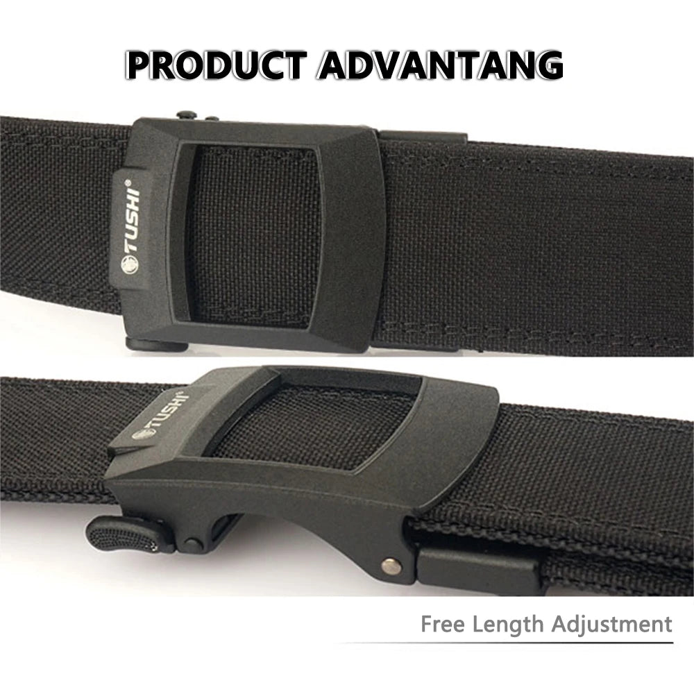 TUSHI 4.3cm Tactical Gun Belt for Men Multi-size 1100D Nylon Metal Automatic Buckle Police Military Belt Hunting IPSC Girdles