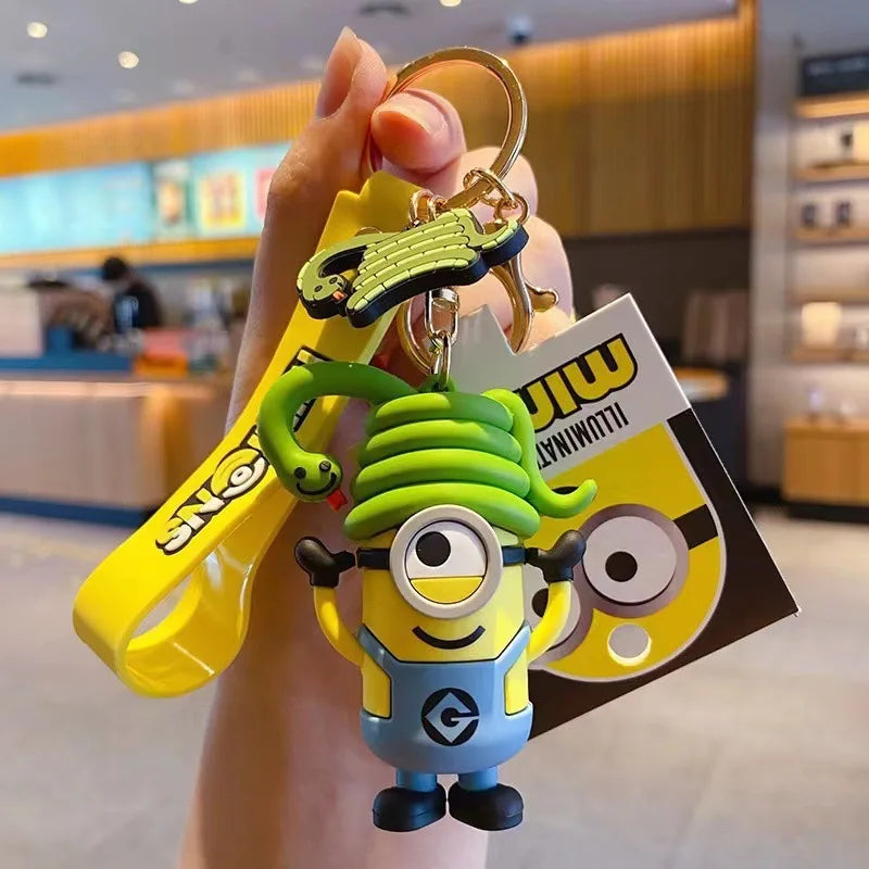 New M-Minions Keychain Animated Banana Villain 3D Keychain PVC Pendant key Rings for Kids Birthday Toy Gift