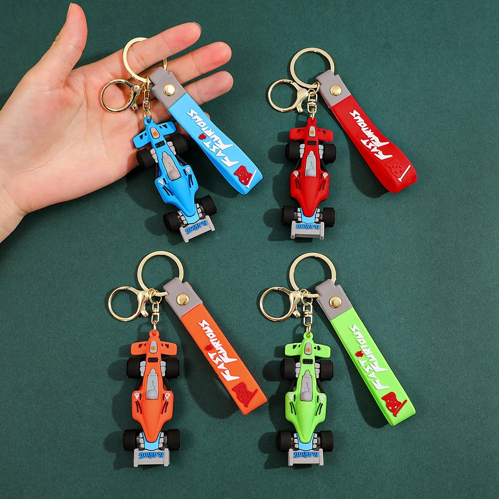 Formula Racing Car PVC Keychain, F1 Style Keychain Soft Rubber Key Ring, Motorsport Keychain for Men Women Racing Enthusiasts