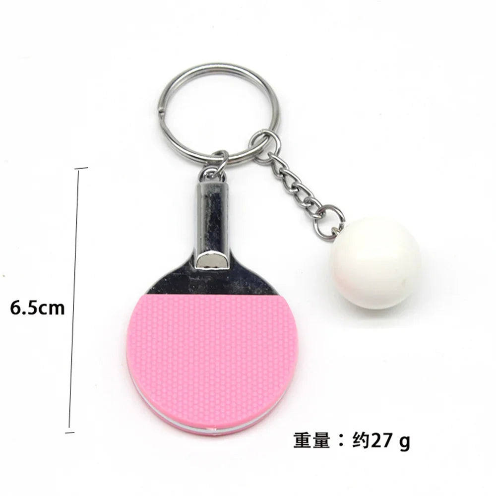 Fashion Simulation Table Tennis Keychain PVC Creative Mini Ping Pong Key Ring Backpack Pendant Car Accessories Sports Club Gift
