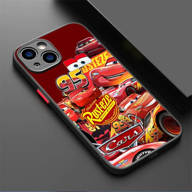 Lightning McQueen Car Phone Case for iPhone 16 Pro 11 12 Mini 13 14 Pro 15 Pro Max 7 8 Plus XS Soft Edge Matte Shell