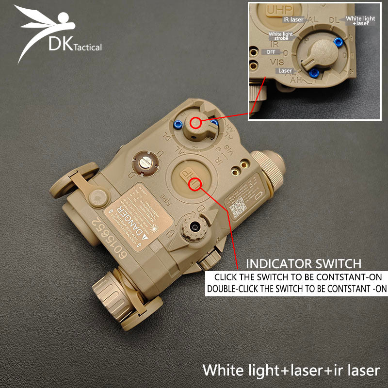 Tactical PEQ15 IR Laser Indicator Red Green Dot/White LED Weapon Laser Fit 20MM Rail Airsoft Outdoor Hunting Aiming Laser