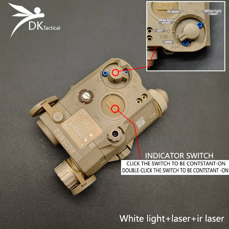 Tactical PEQ15 IR Laser Indicator Red Green Dot/White LED Weapon Laser Fit 20MM Rail Airsoft Outdoor Hunting Aiming Laser