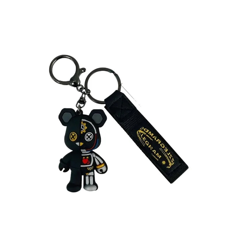 Keychain Cartoon Simple Mechanical Bear Cute Niche Doll Keychain Chain Bag Personalized Small Pendant Accessories DecorativeGif