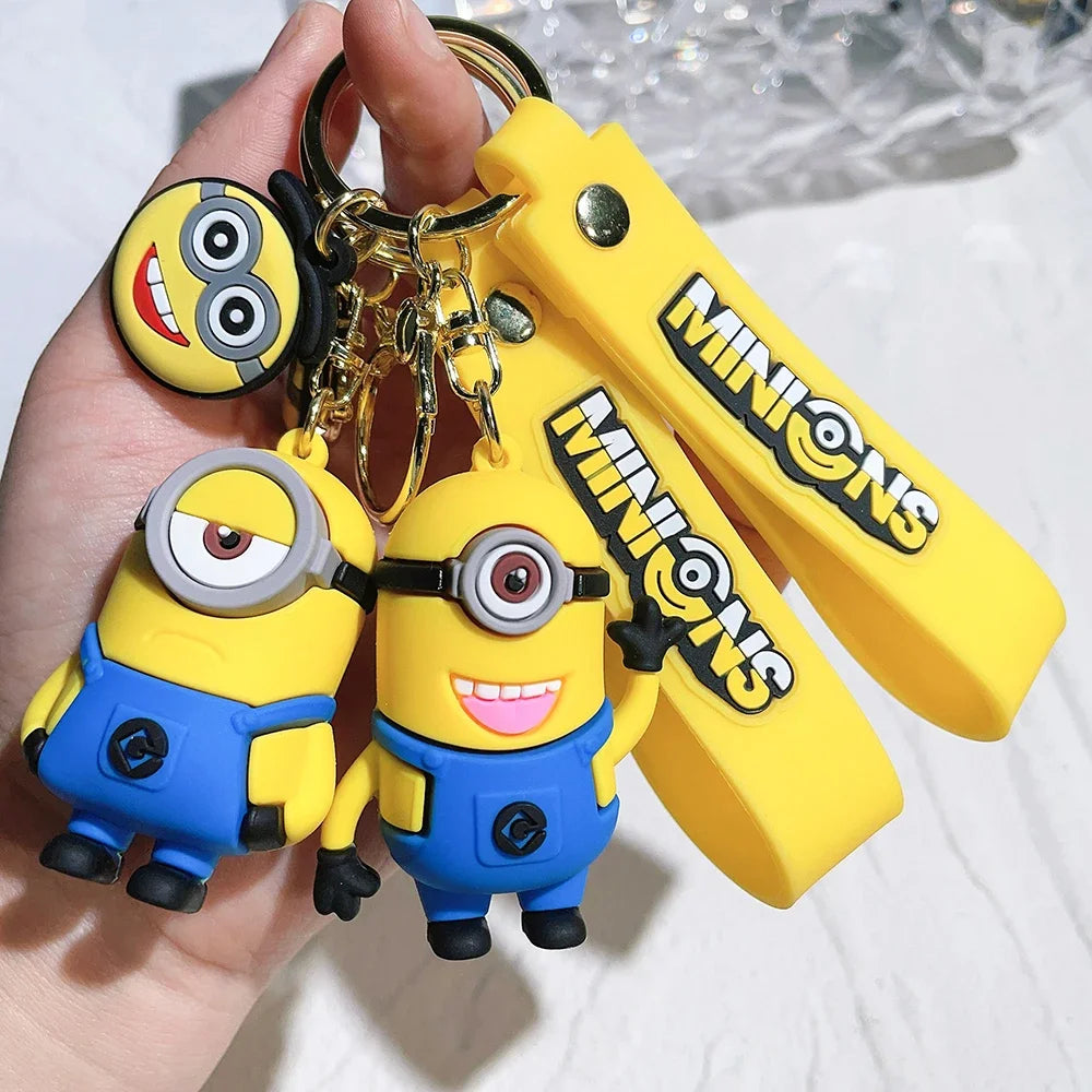 Cartoon Minions Keychain Kawaii Silicone Pendant Keyring Chinese Zodiac Cosplay Accessories for Car,Backpack,Keys