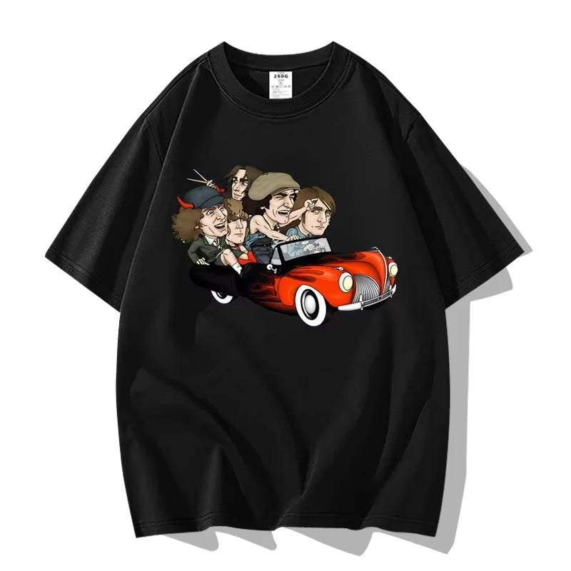 American Street Punk Rock Band ACDC Hip Hop Short Sleeve T-shirt Clothing Clothing Casual Men's and Women's 100% Cotton T-shirt