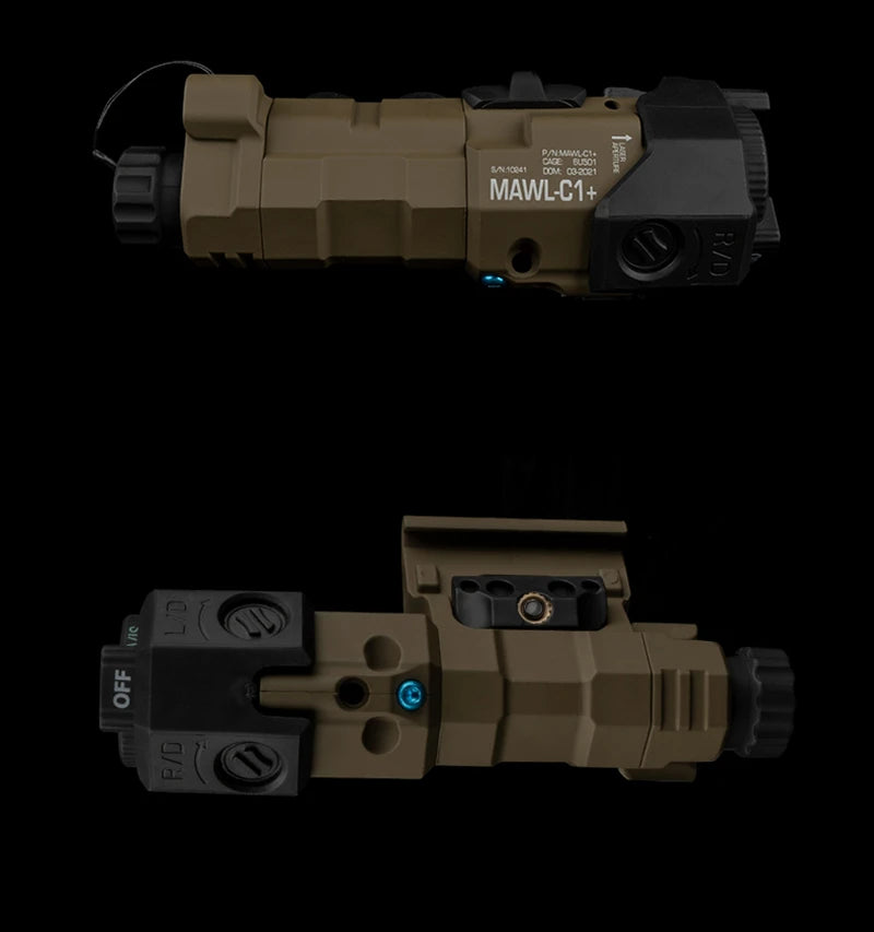 Tactical Flashlight With Red Laser, Airsoft Aiming Hunting Weapon Light IR Illumination with Dual Function Pressure Switch