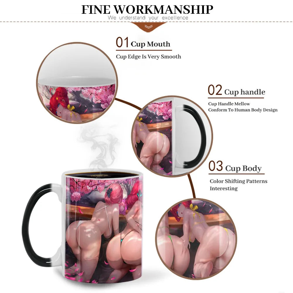 Anime Sexy Bikini Girls Color Changing Mugs Beauty Ceramic Magic Mug Erotic Heat Sensitive Coffee Cup Eroticism Tea Cup Novelty