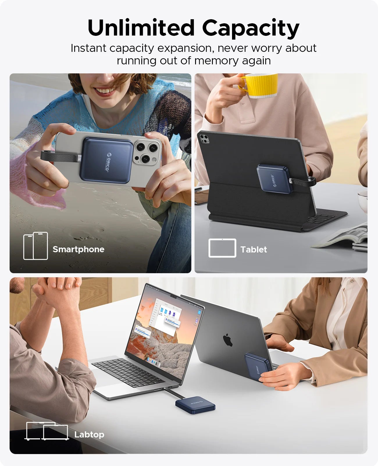 ORICO 1TB Magnetic External SSD, 4K ProRes HDR Record and Store, 2000MB/s Stable Transmission and Storage, Portable Solid State