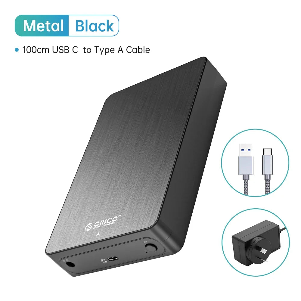 ORICO 3.5" HDD Case SATA to USB C 6Gbps External Hard Drive Case for 3.5 inch HDD Enclosure with 12V Power Adapter Support 18TB