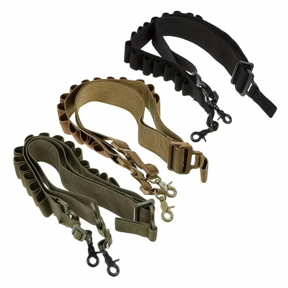 Tactical 15 Rounds Ammo Shell Belt Rifle 12 Gauge Ammo Pouch 2 Point Shotgun Sling Bullet Cartridges Holster Strap