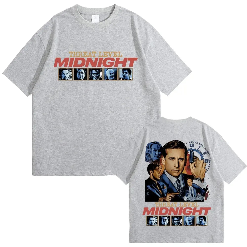 Threat Level Midnight Michael Scott Homage T-shirts Tv Series The Office Dwight Schrute Jim Halpert T Shirts Men Vintage T-shirt