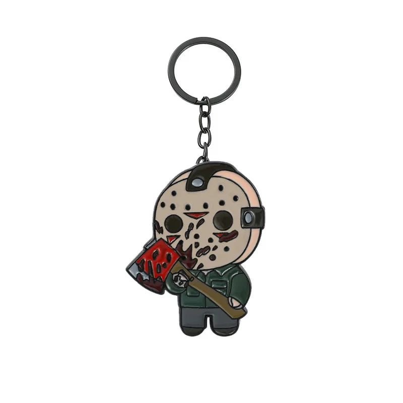 Horror Movie Characters Keychain Jason Freddy Michael Chucky Pennywise Enamel Metal Key Ring Bag Accessories for Women Men Gift