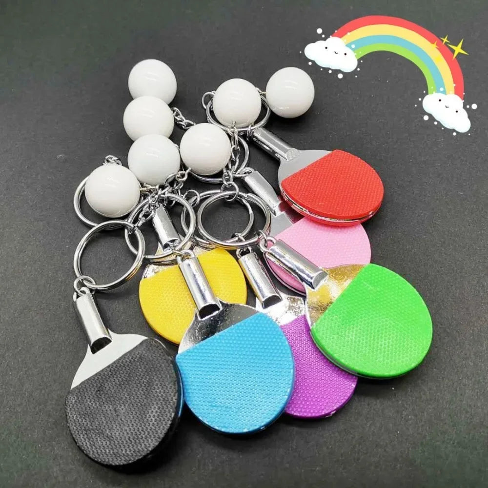 Fashion Simulation Table Tennis Keychain PVC Creative Mini Ping Pong Key Ring Backpack Pendant Car Accessories Sports Club Gift