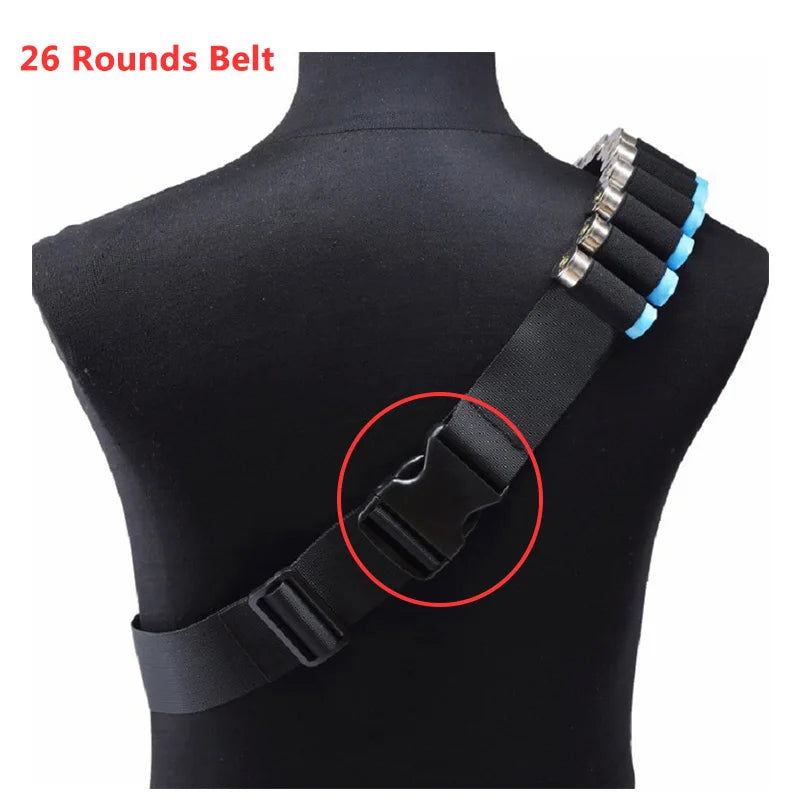 Tactical 27/30 Rounds Shotgun Bandolier Belt Adjustable Shotgun Shell Carrier Ammo Pouch Holder for 12 Gauge Hunting Accessories