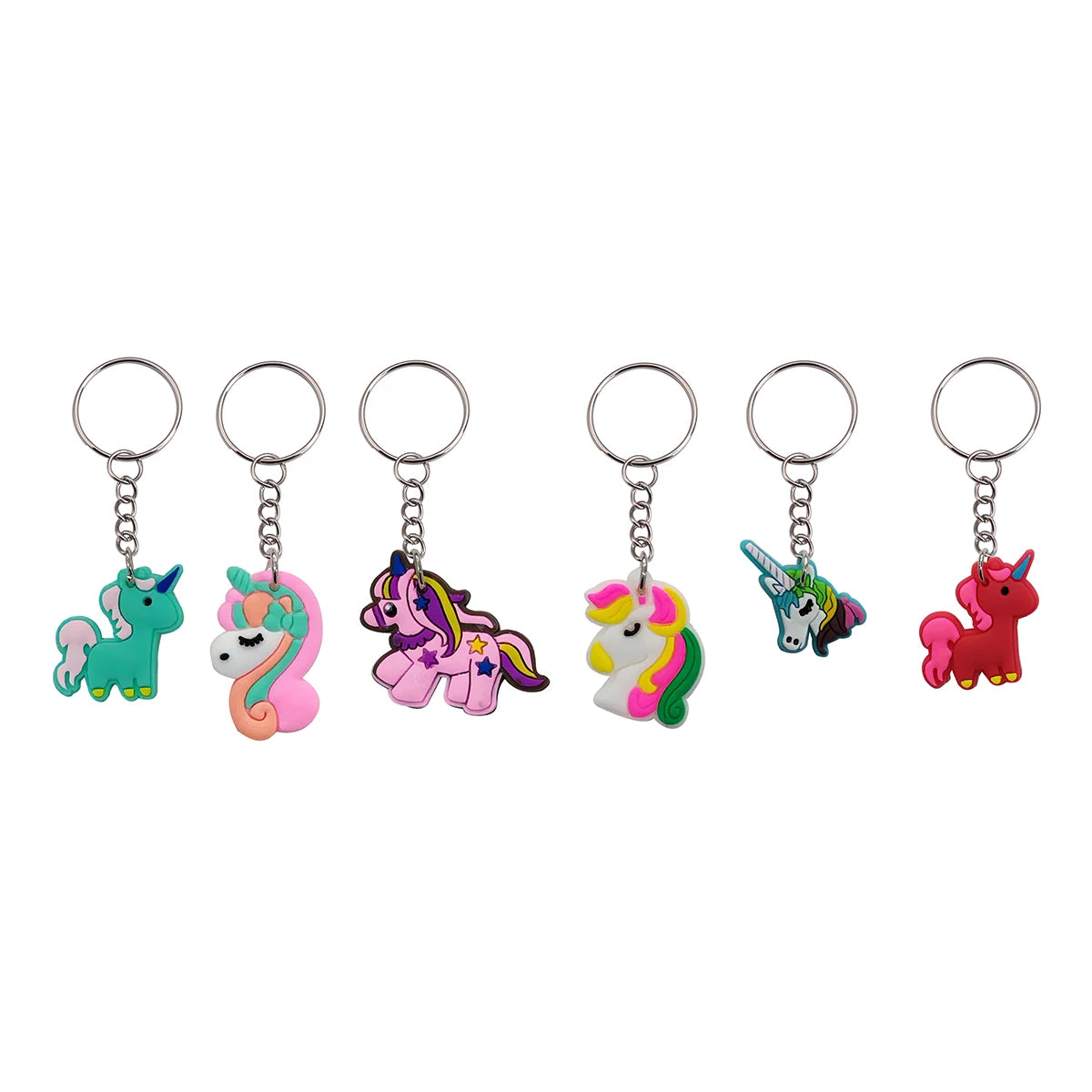 33pcs Cute PVC Animal Keychain Cartoon unicorn Key Chain Ring Fashionable decoration Wallet bag Accessories Ideal Party Gifts