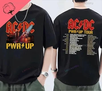 ACDC PWR UP TOUR 2024 Print Shirt Classic Patterned Shirt From 1979 Hip Hop Trend Tee Shors Sleeve Men's T-shirt 100% Cotton