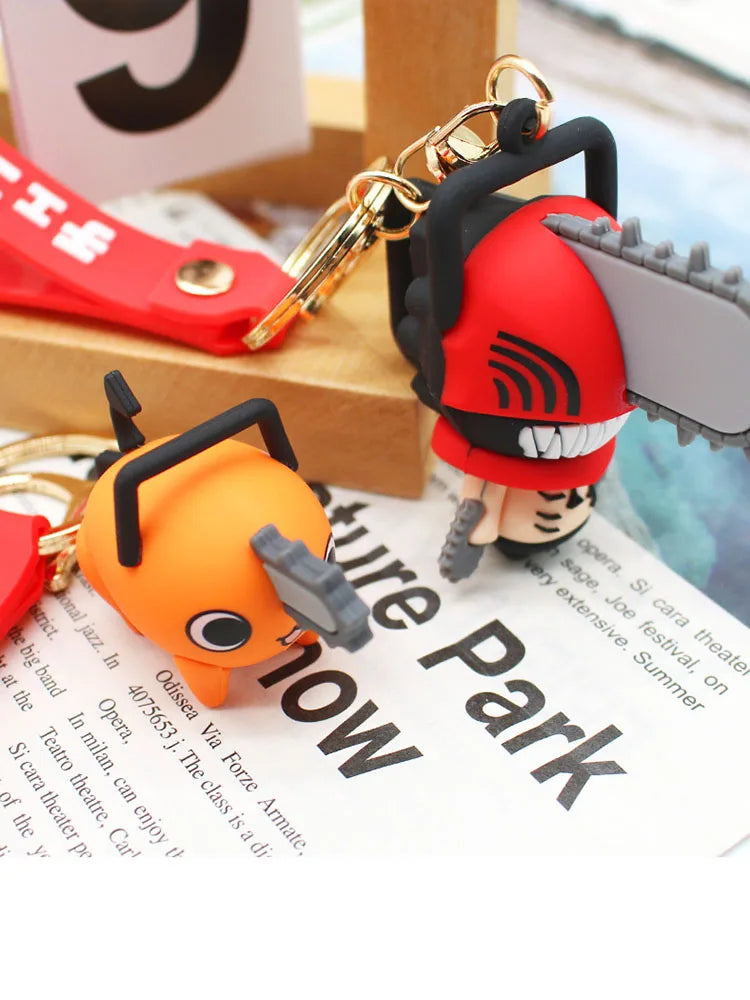 Chainsaw Man Keychains Cartoon Anime Keyrings Doll Pendant Keyholder Toys Accessories