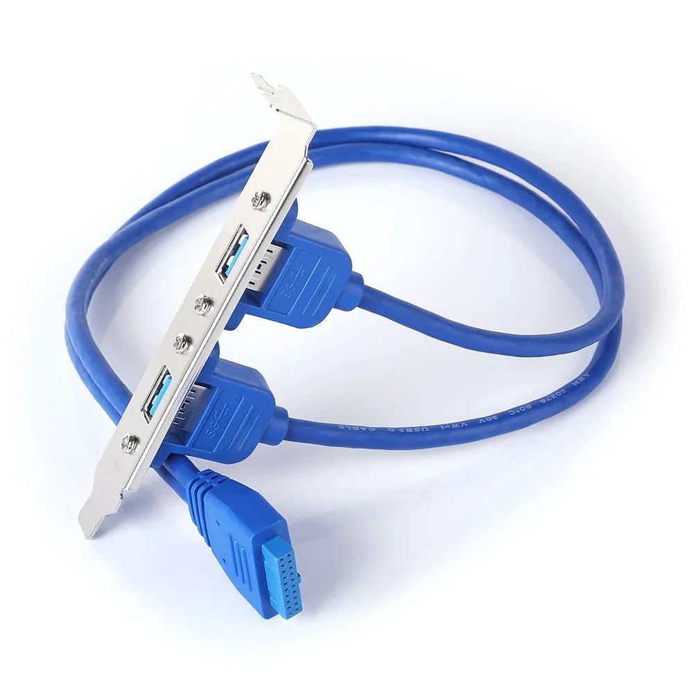 50cm PC Mainboard 20 pin to Dual USB3.0 Baffle Adapter Cable Motherboard 2 USB 3.0 Rear Panel Bracket Extension Cable 5Gbps