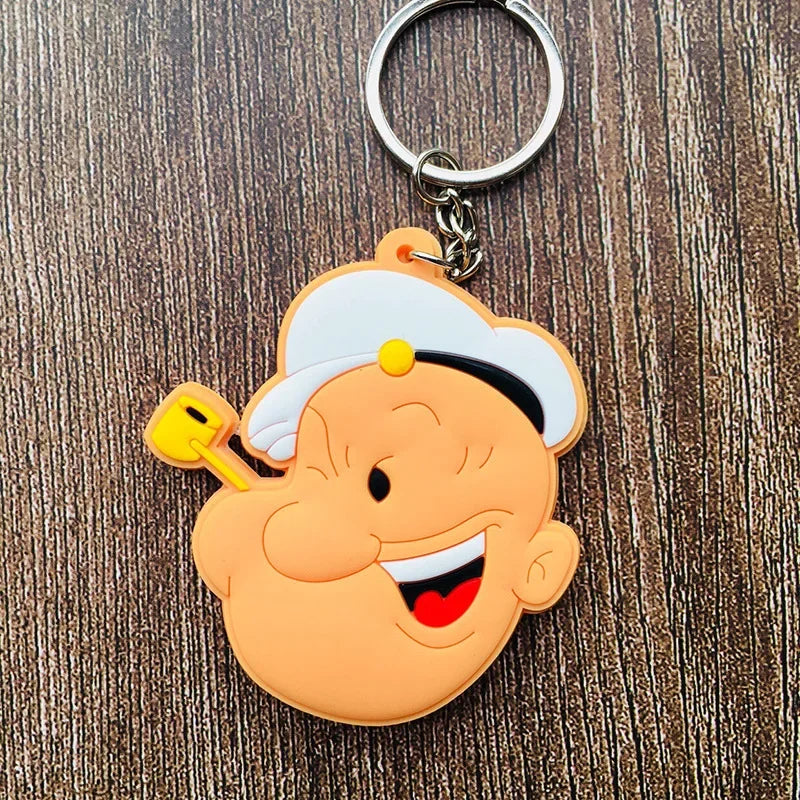 Hot Sale Popeye Sailor Cartoon PVC Key Chain Olive Oyl Bobbi Fashion Classic Anime Children's Favorite Childhood Gifts Key Ring